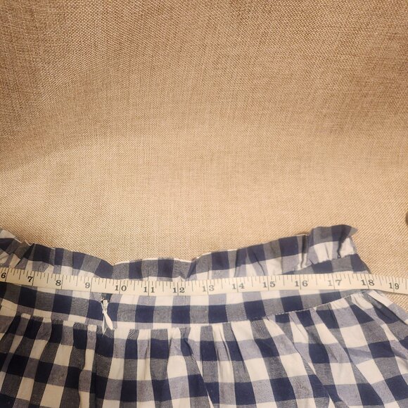 ASOS Blue & White Gingham Belted Midi Skirt Ruffled Waist Size US 14 UK 16 - Picture 13 of 15